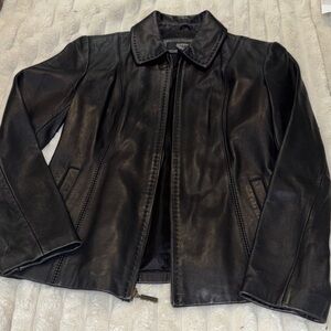 Black Leather Jacket Alfani woman’s small perfect